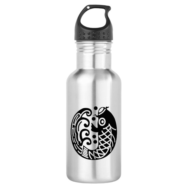 Carp and wave stainless steel water bottle (Front)
