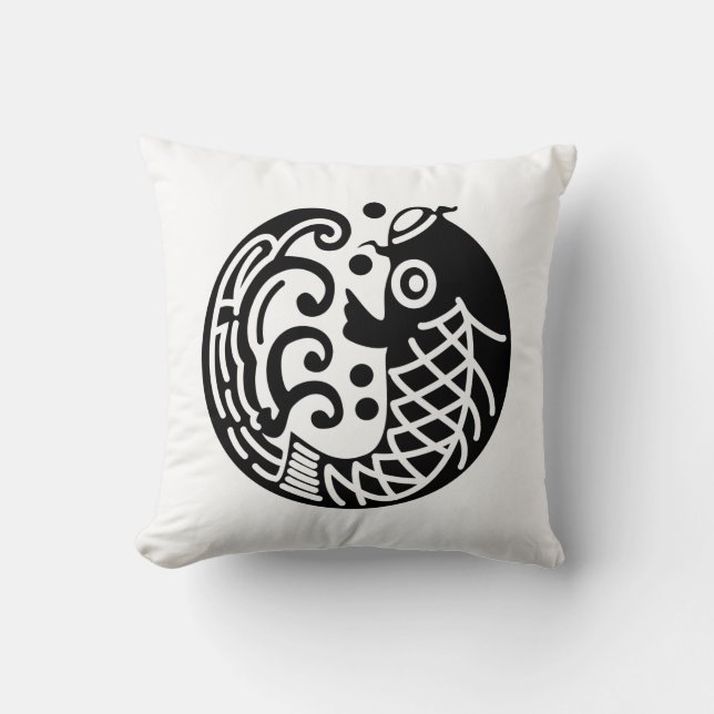 Carp and wave throw pillow (Front)