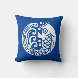 Carp and wave throw pillow