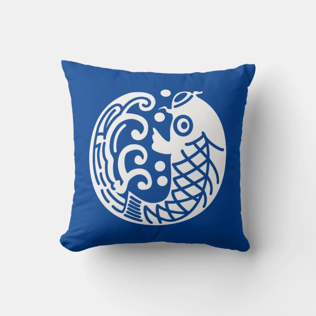 Carp and wave throw pillow (Front)