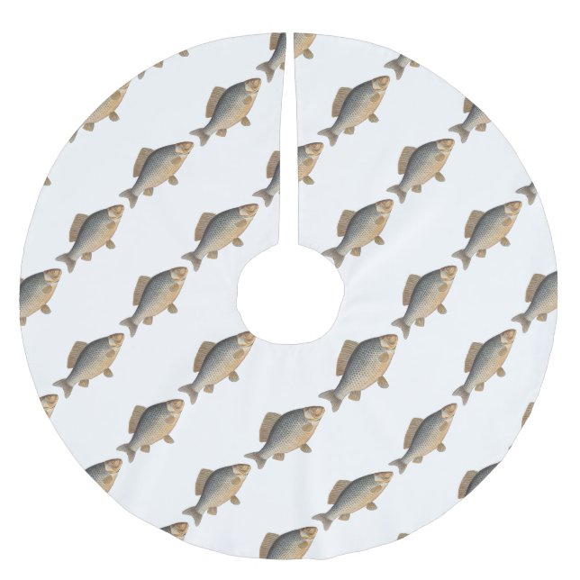 Carp fish fishing painting freshwater drawing  brushed polyester tree skirt (Front)