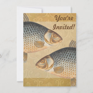 Carp fish fishing painting freshwater drawing invitation