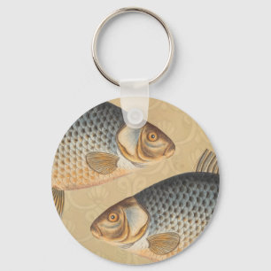Carp fish fishing painting freshwater drawing keychain
