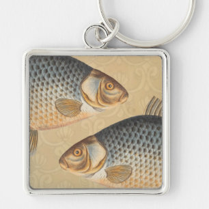 Carp fish fishing painting freshwater drawing keychain