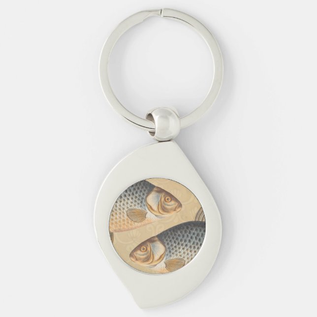 Carp fish fishing painting freshwater drawing  keychain (Front)