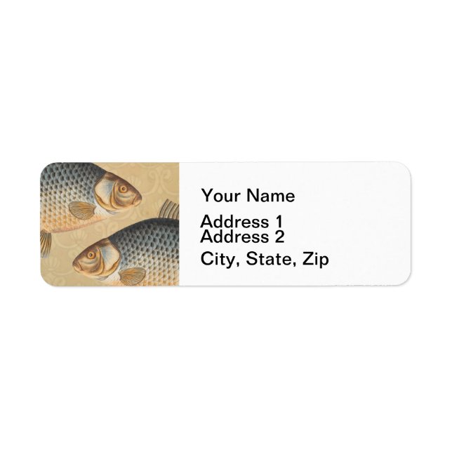 Carp fish fishing painting freshwater drawing  label (Front)