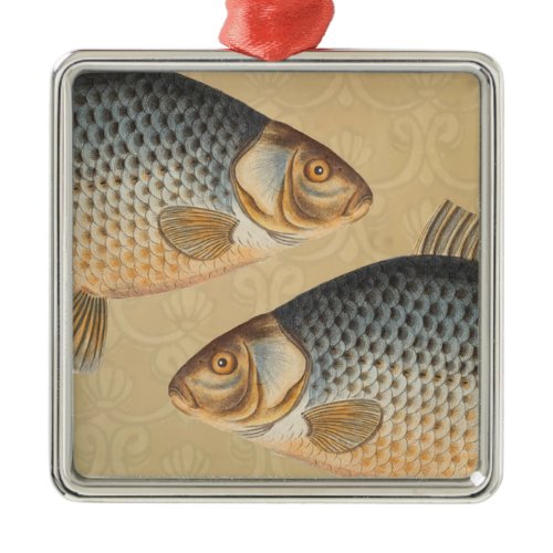 Carp fish fishing painting freshwater drawing  metal ornament