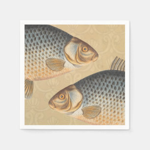 Carp fish fishing painting freshwater drawing napkins