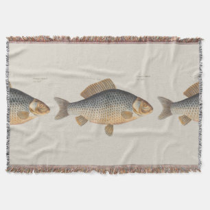 Carp fish fishing painting freshwater drawing throw blanket
