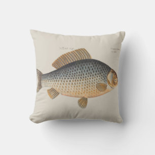 Carp fish fishing painting freshwater drawing throw pillow