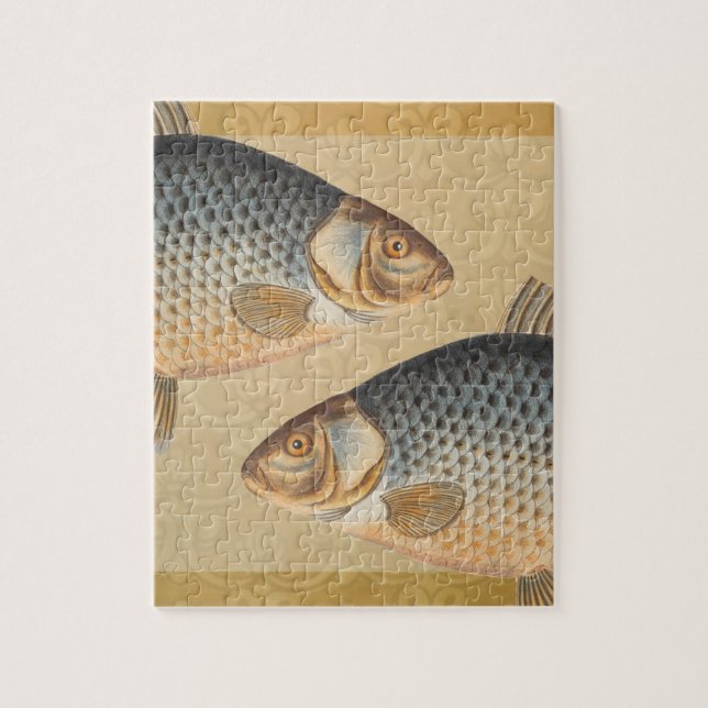Carp fish fishing painting freshwater jigsaw puzzle (Vertical)