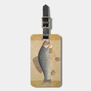 Carp fish fishing painting freshwater luggage tag