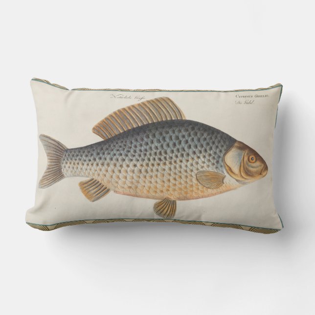 Carp fish fishing painting freshwater lumbar pillow (Front)