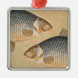 Carp fish fishing painting freshwater metal ornament