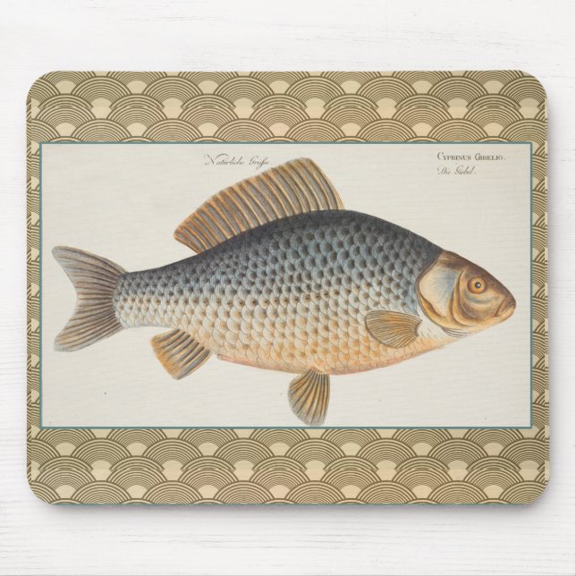 Carp fish fishing painting freshwater mouse pad (Front)