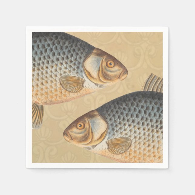 Carp fish fishing painting freshwater napkins (Front)