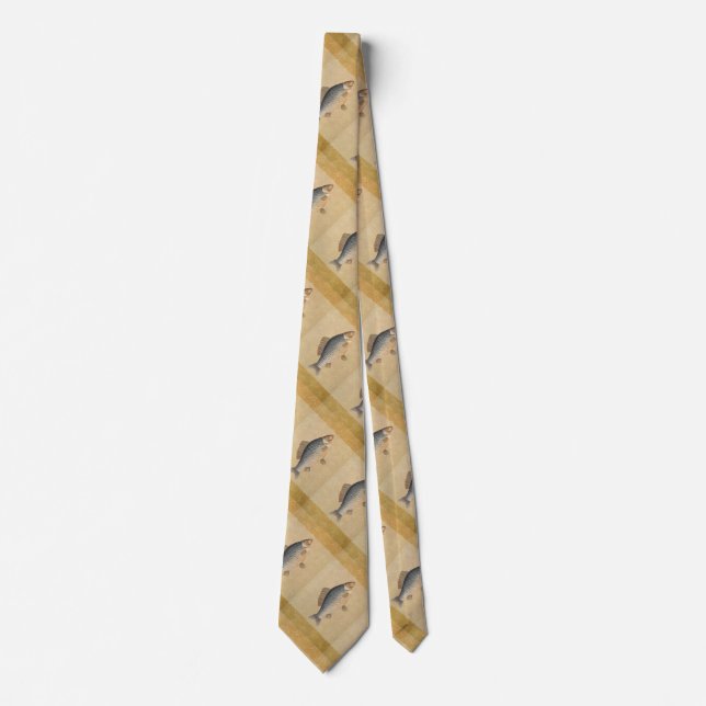 Carp fish fishing painting freshwater neck tie (Front)