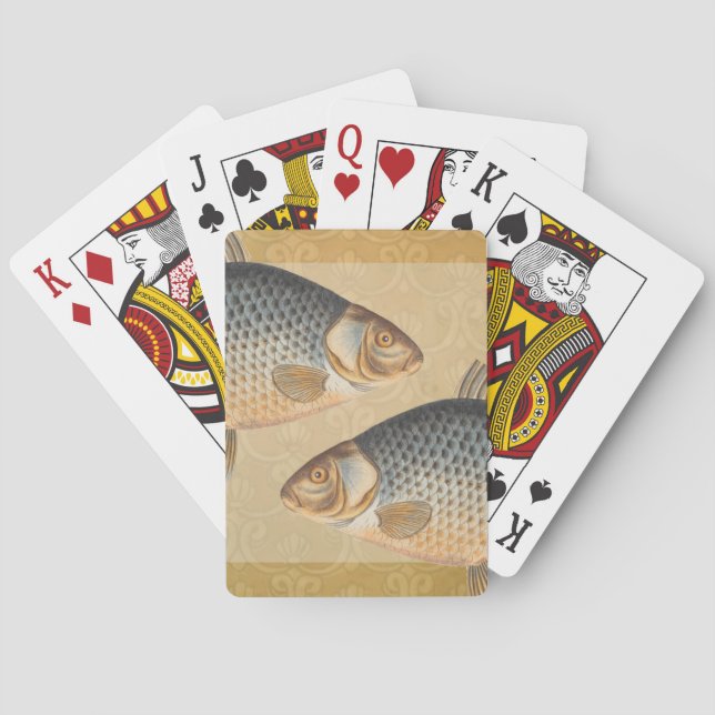 Carp fish fishing painting freshwater poker cards (Back)