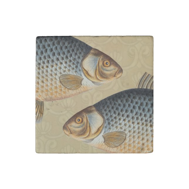 Carp fish fishing painting freshwater stone magnet (First Magnet)