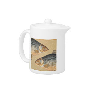 Carp fish fishing painting freshwater teapot