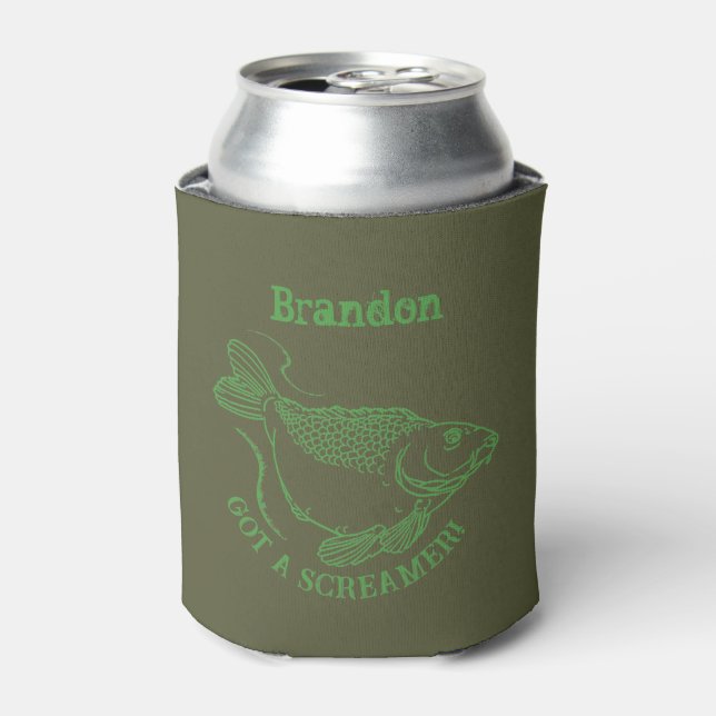 Carp Fisherman Got a Screamer Funny Fishing Quote Can Cooler (Can Front)
