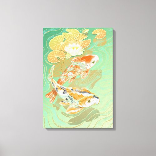 Carp Koi Fish Water Lily Pond Canvas