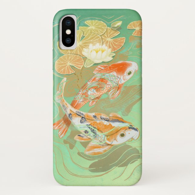 Carp Koi Fish Water Lily Pond iPhone X Case (Back)