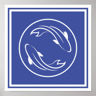 Carp Koi Yin Yang Zen Spirituality Chinese Fish Poster
