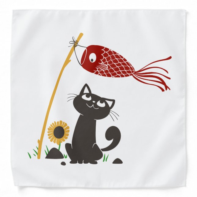 Carp streamer happy cat - Choose background color Bandana (Front)