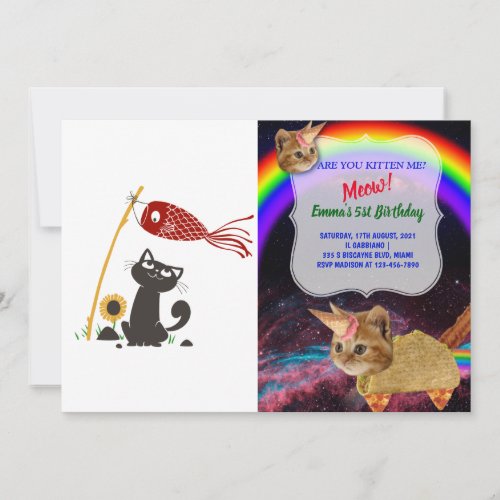 Carp streamer happy cat _ Choose background color Invitation