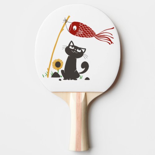 Carp streamer happy cat _ Choose background color Ping Pong Paddle