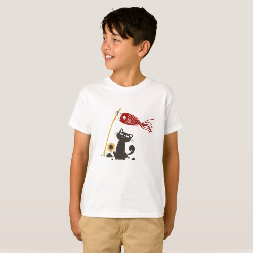 Carp streamer happy cat _ Choose background color T_Shirt