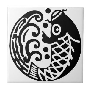 Carp wave ceramic tile