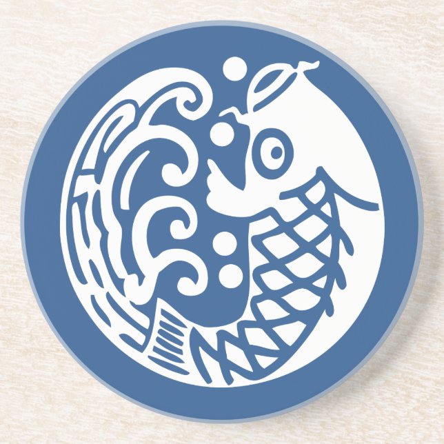 Carp wave drink coaster (Front)