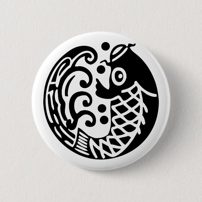 Carp wave pinback button (Front)