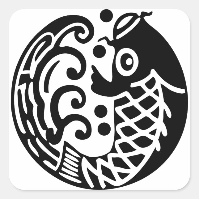 Carp wave square sticker (Front)