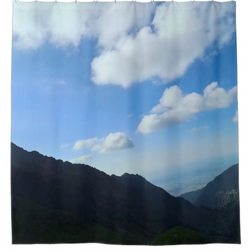Carpathian Blue Sky Peaks – Romania Mountain Art Shower Curtain