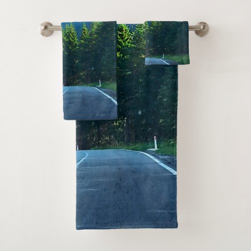 Carpathian Forest Road – Romania Mountain Print Bath Towel Set