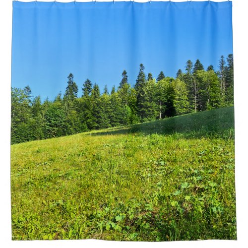 Carpathian Green Meadow – Romania Mountain Print Shower Curtain