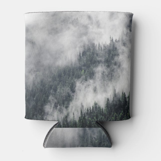 Carpathian Mountains: Foggy Forest Scene Can Cooler (Front)