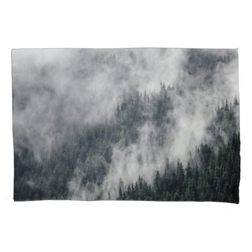Carpathian Mountains Foggy Forest Scene Pillow Case