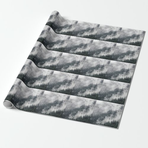 Carpathian Mountains Foggy Forest Scene Wrapping Paper