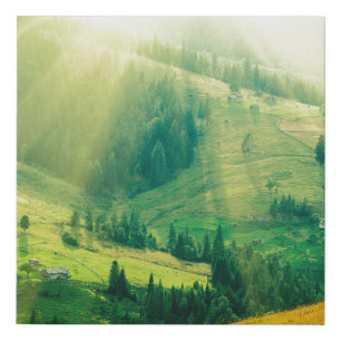 Carpathian mountains summer landscape at sunset wi faux canvas print