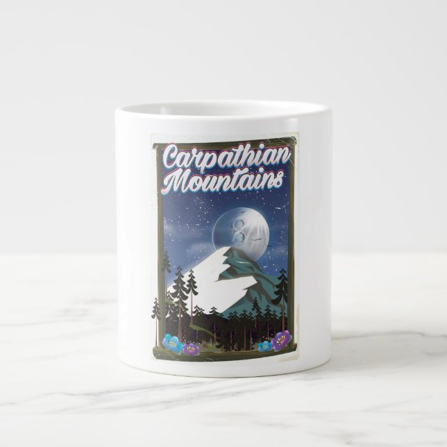 Carpathian Mountains Travel poster Giant Coffee Mug (Front)