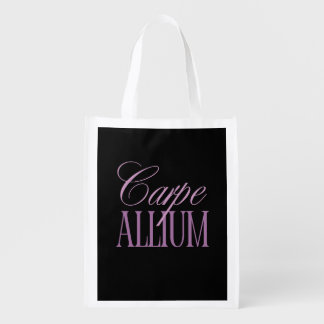 Carpe Allium Elegant Script Design Grocery Bag