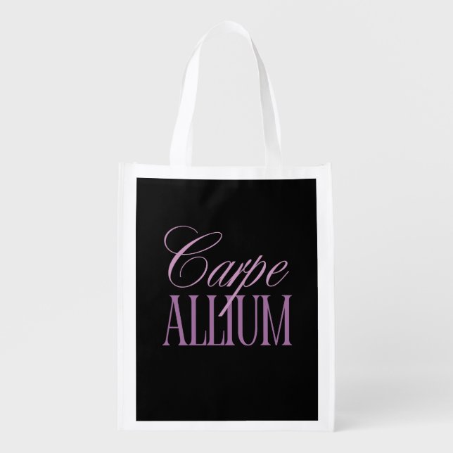 Carpe Allium Elegant Script Design Grocery Bag (Front)