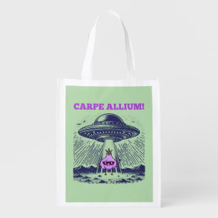 Carpe Allium – Funny UFO & Garlic Reusable Grocery Bag