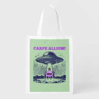 Carpe Allium – Funny UFO & Garlic Reusable Grocery Bag