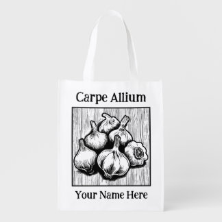 Carpe Allium – Old World Garlic Block Print Grocery Bag