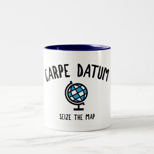 Carpe Datum Seize The Map Two-Tone Coffee Mug (Center)